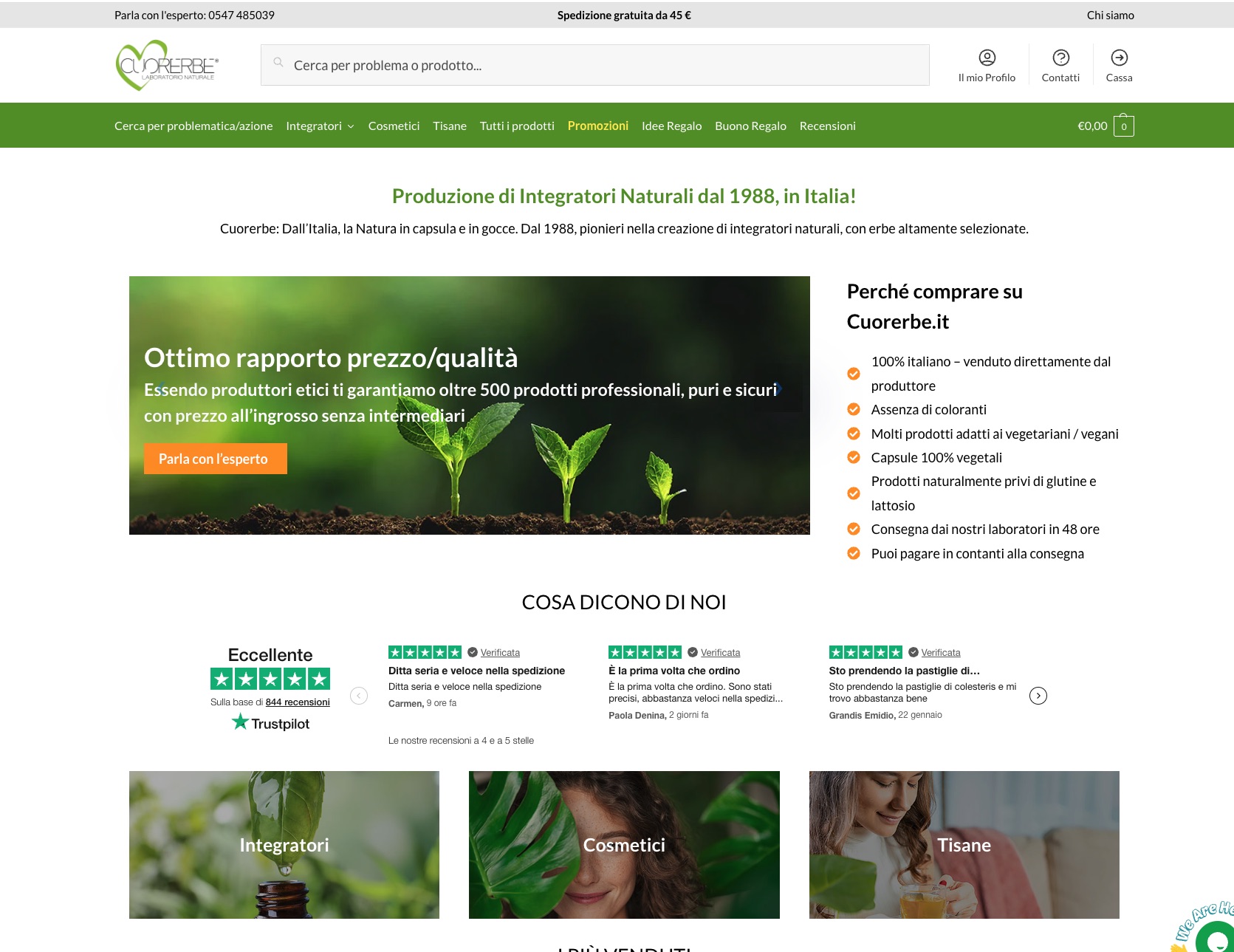 Screenshot Homepage Cuorerbe