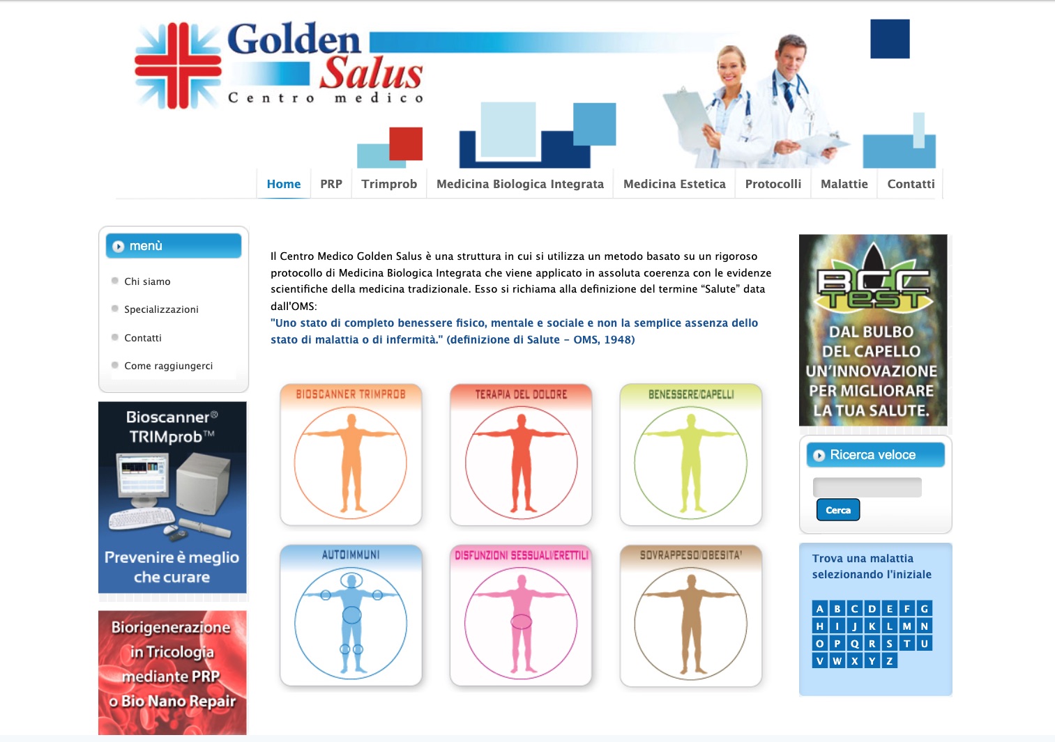 Screenshot sito Golden Salus